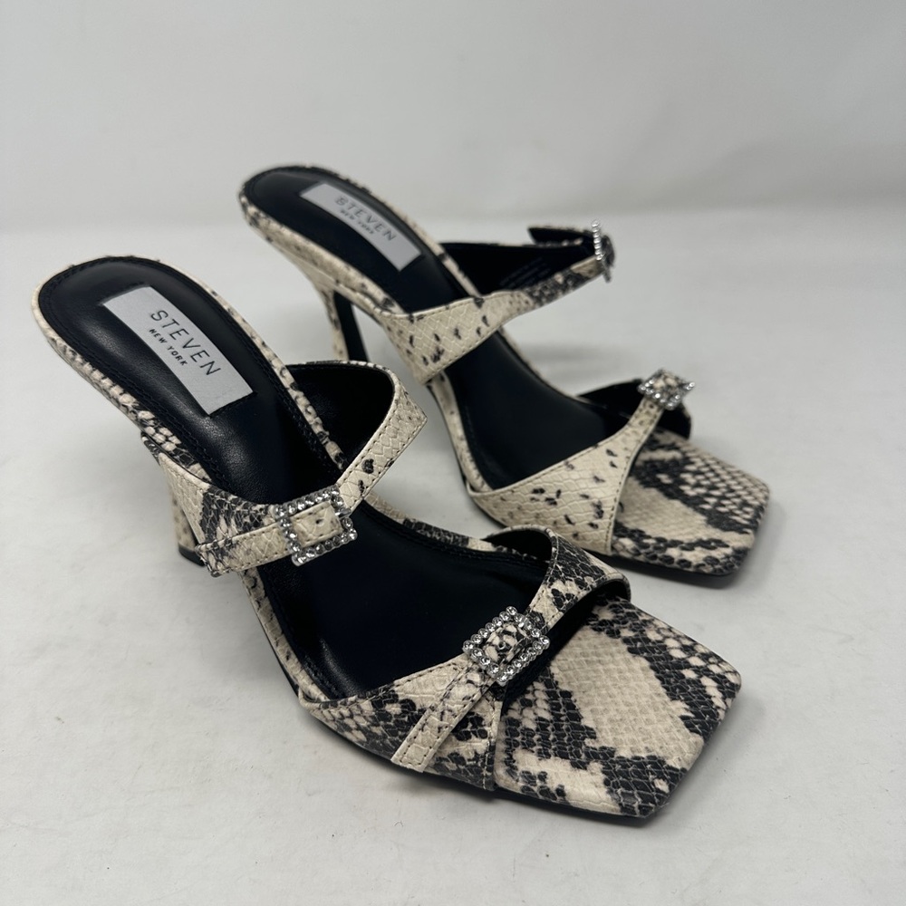Steven New York Lanie Snake Skin Print Open toe Heeled Sandal Women’s Size 8